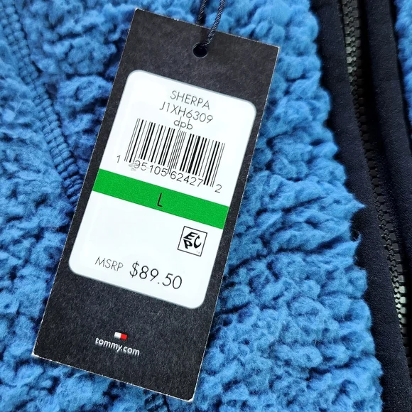NWT Tommy Hilfiger Sherpa Pullover Hoodie Sweatshirt Blue | Women’s Size Large - Picture 10 of 13